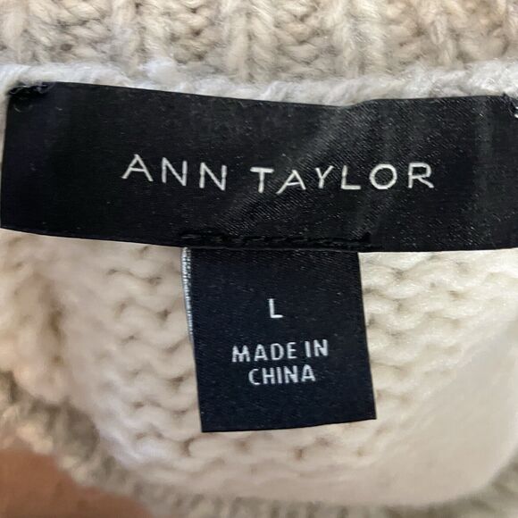 Ann Taylor Sweater L Argyle Harlequin Alpaca Wool Blend Drop Sleeve Earth tones - Picture 5 of 7